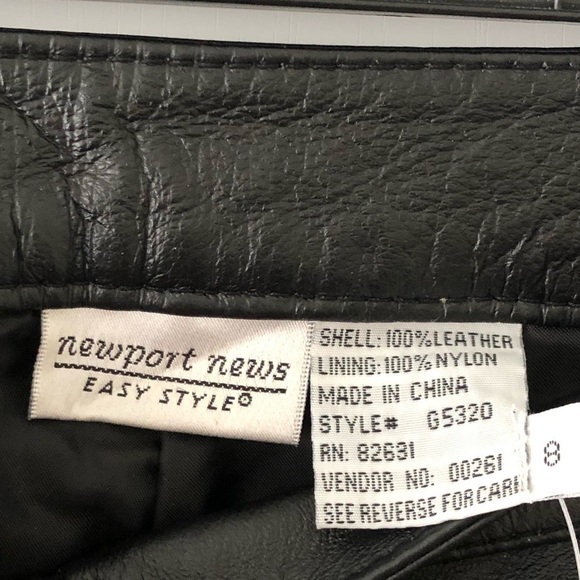 Newport News Black Vintage Straight Leg Leather Pants 8 - Picture 6 of 10